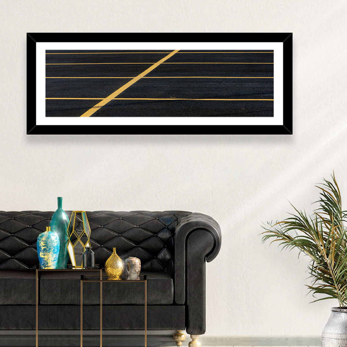 Parking Lot Lines Wall Art in a room, panoramic