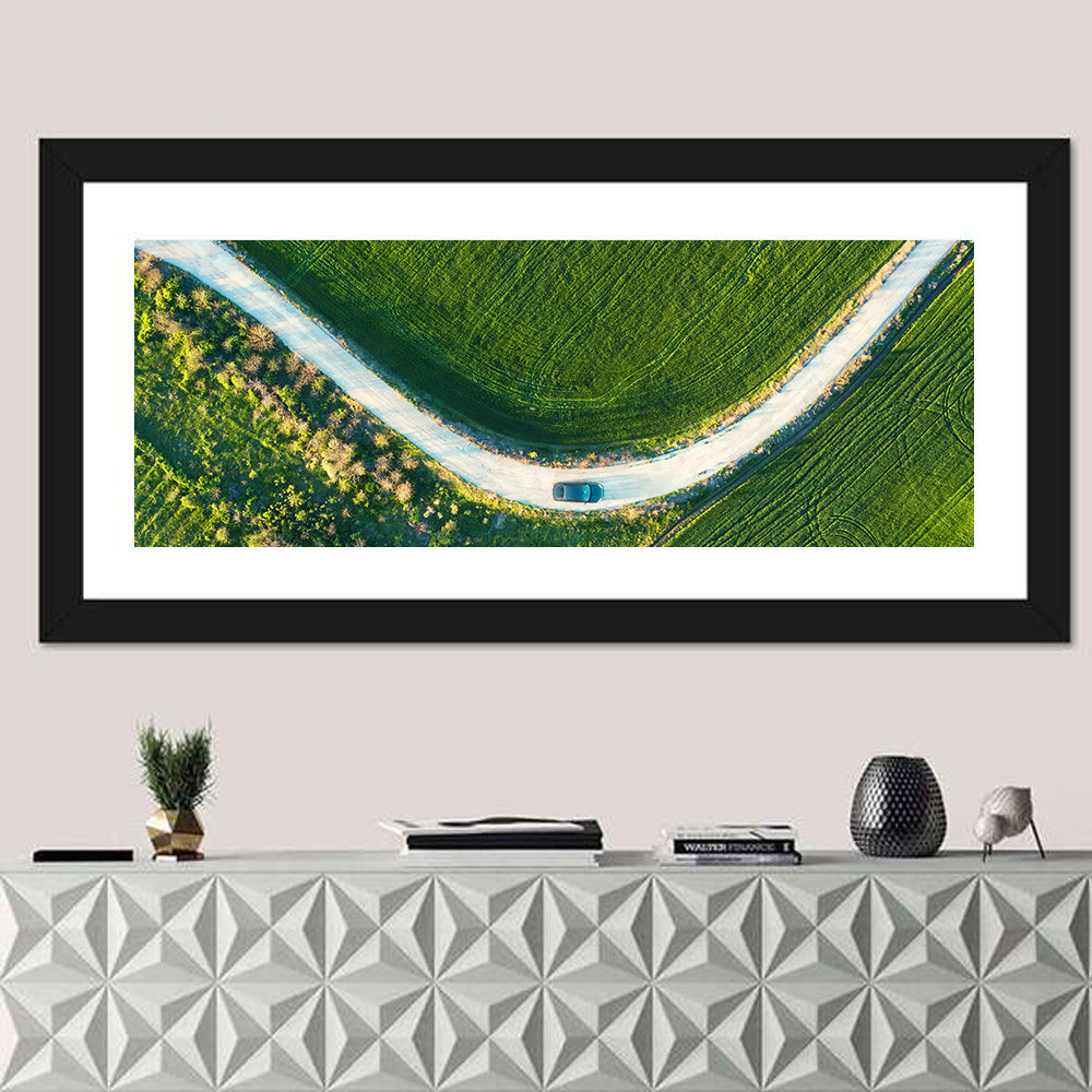 Aerial Farm Fields at Golden Hour Wall Art