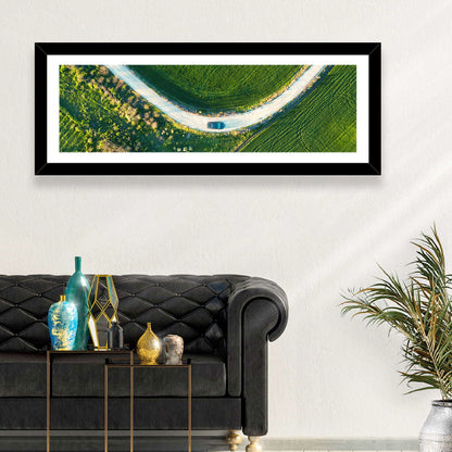 Aerial Farm Fields at Golden Hour Wall Art