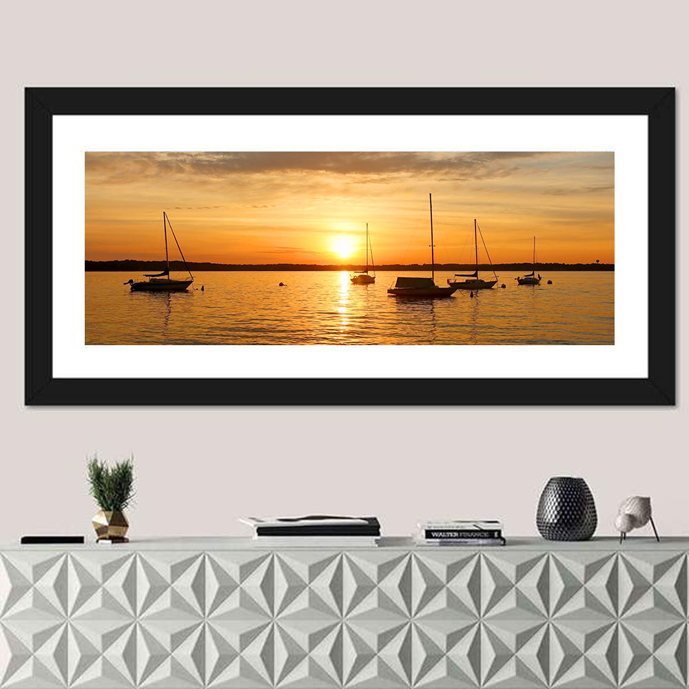Lake Mendota Golden Sailboats Wall Art