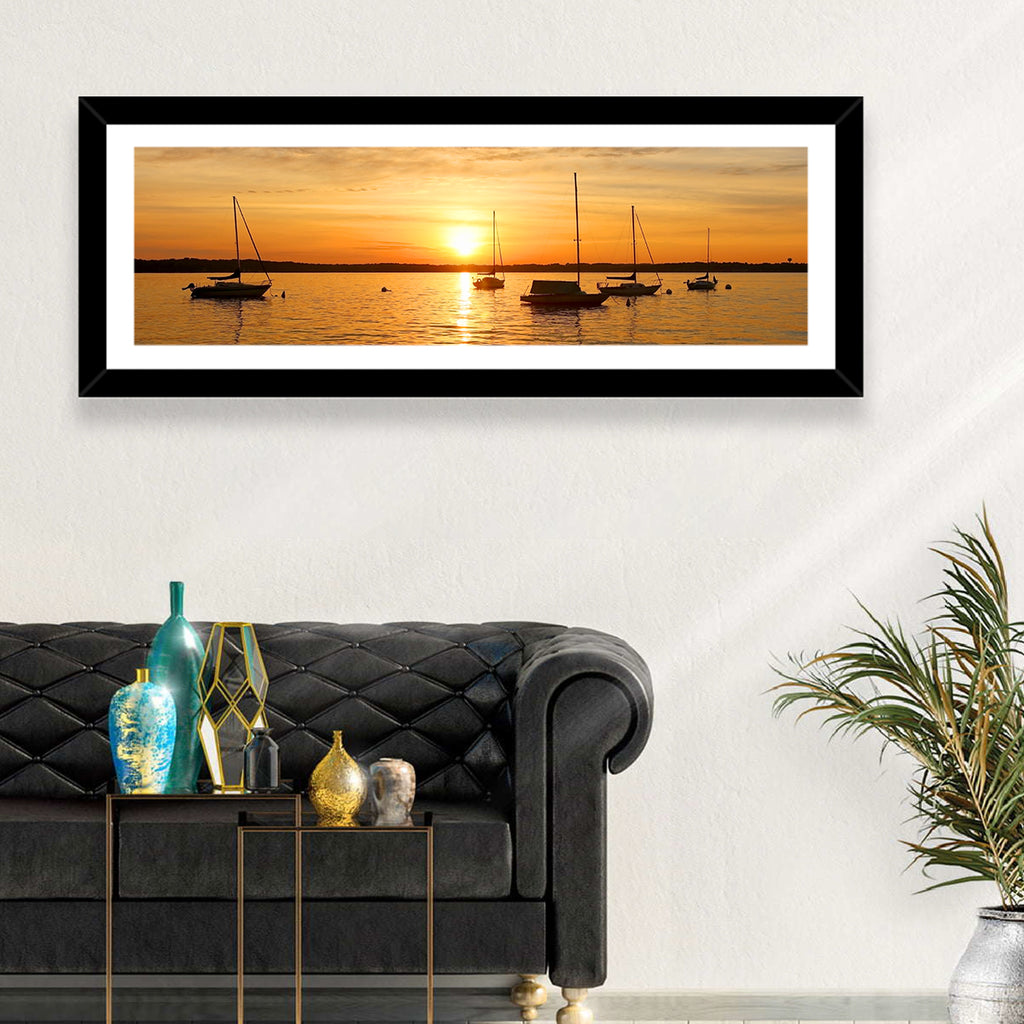 Lake Mendota Golden Sailboats Wall Art