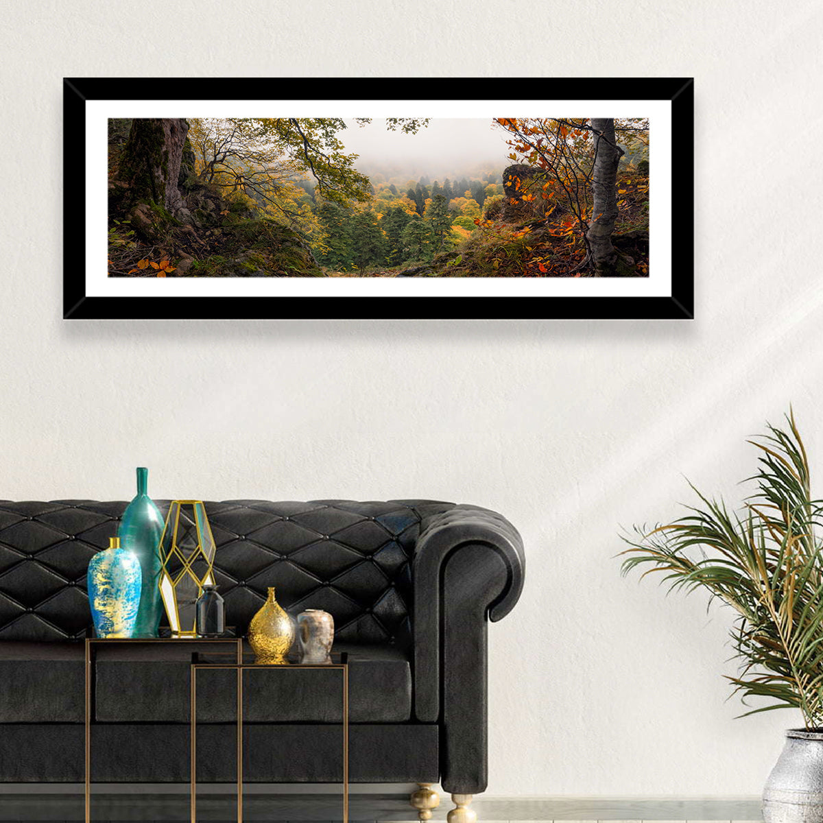 Enchanted Forest Valley Wall Art in a room, panoramic