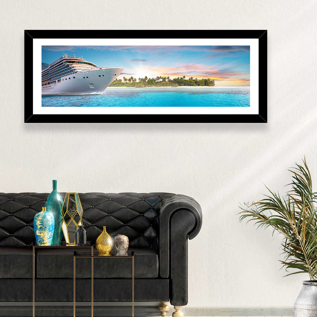 Cruise Ship at Tropical Sunset Wall Art