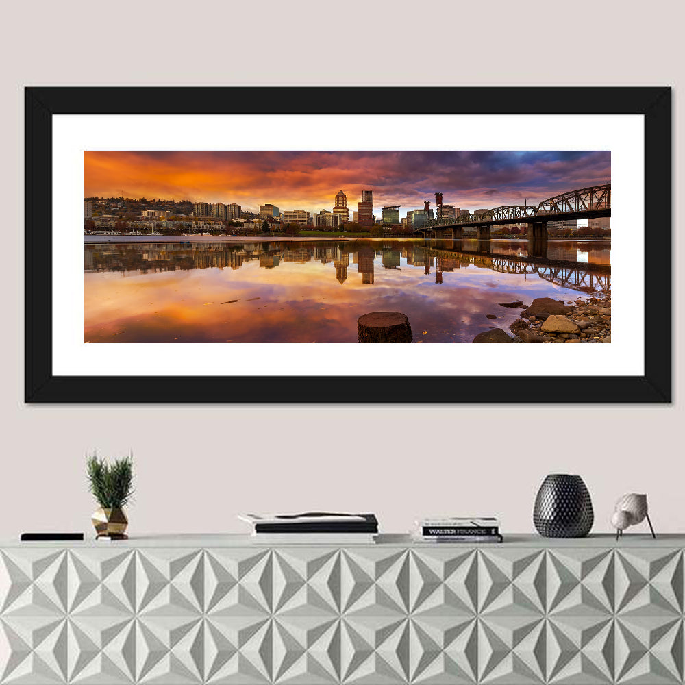 Portland Skyline at Sunset Wall Art