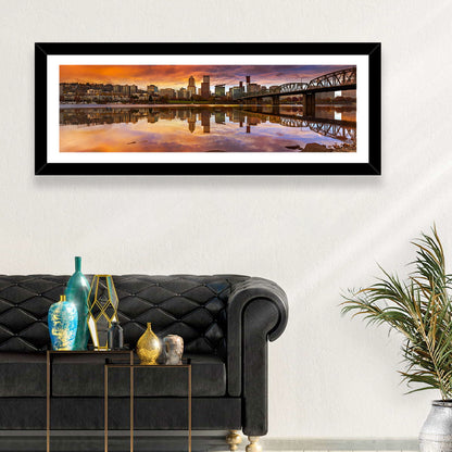 Portland Skyline at Sunset Wall Art