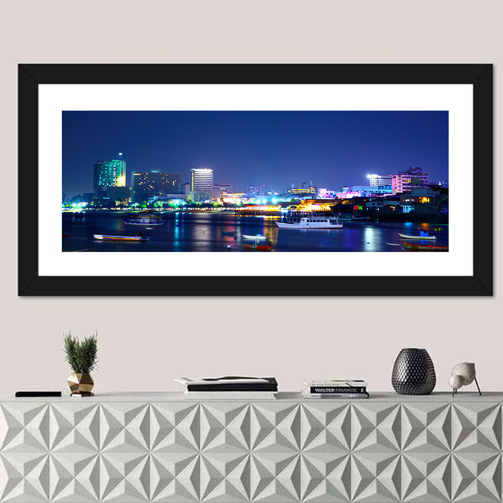 Pattaya Bay Night Skyline Wall Art
