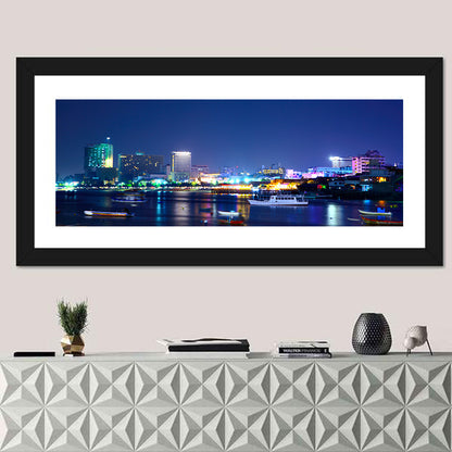 Pattaya Bay Night Skyline Wall Art