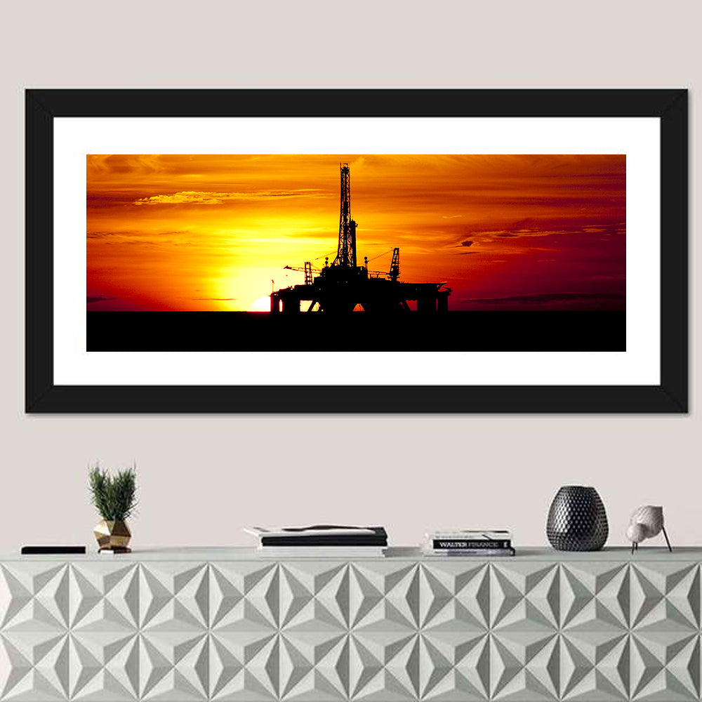 Offshore Oil Rig at Sunset Wall Art