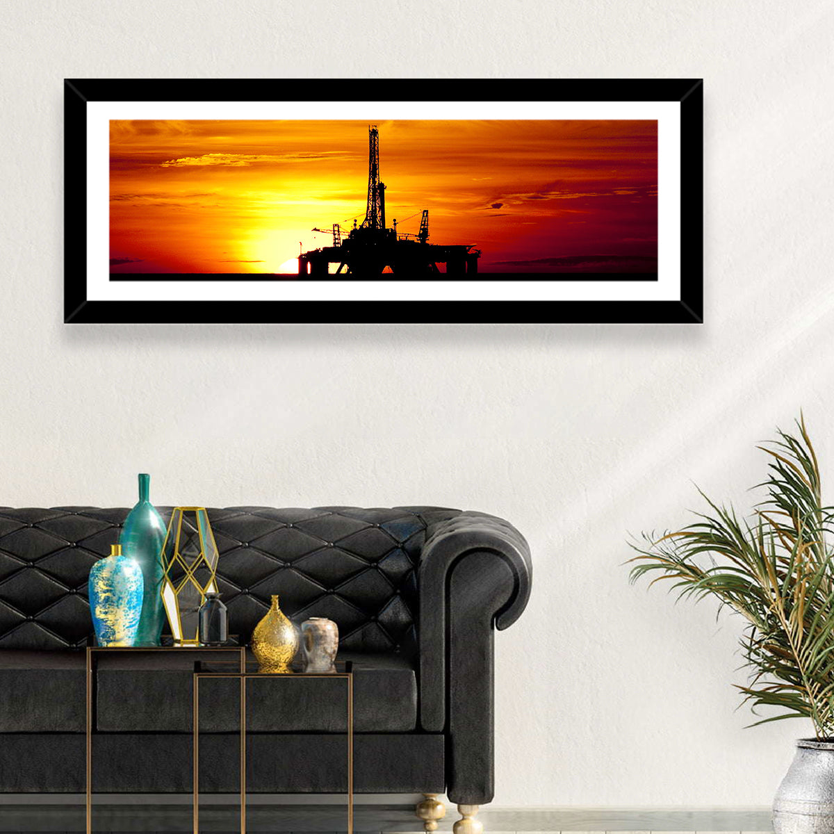Offshore Oil Rig at Sunset Wall Art