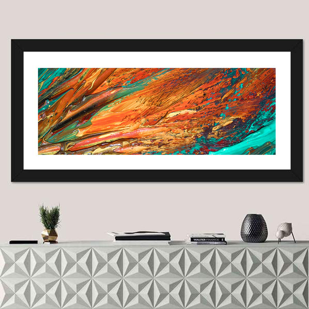 Flowing River Abstract in Orange and Teal Wall Art