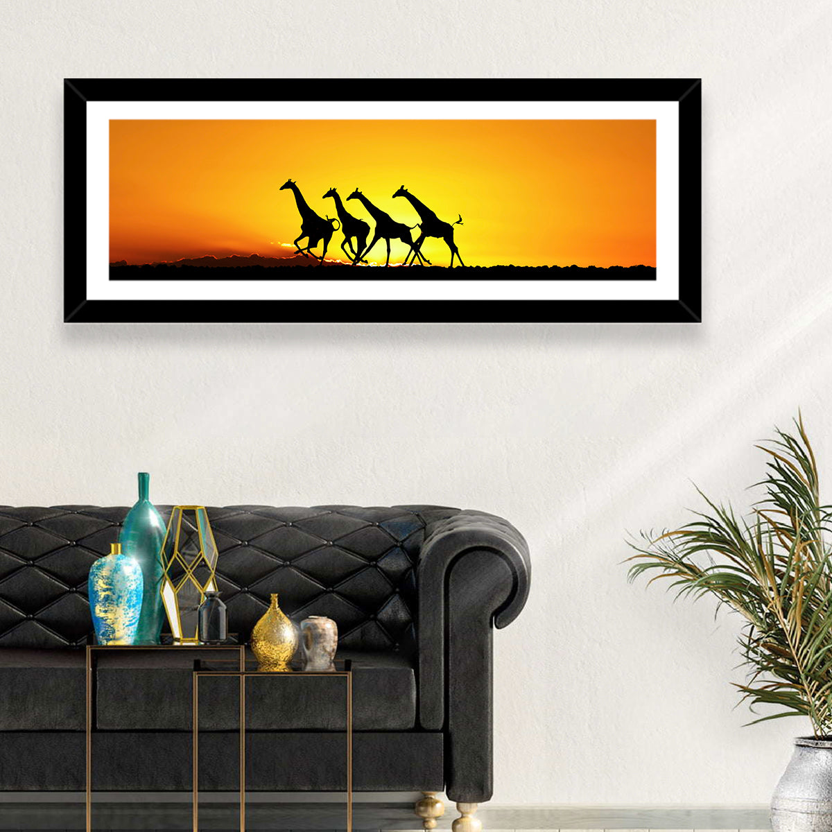 Savanna Giraffes at Sunset Wall Art