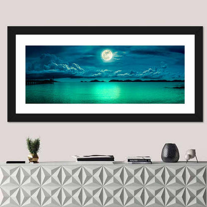 Moonlit Pier Seascape Wall Art