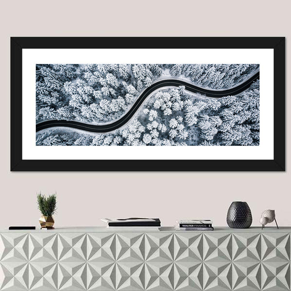 S-curve Winter Forest Road Wall Art