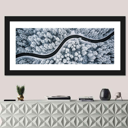 S-curve Winter Forest Road Wall Art