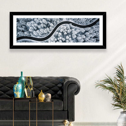 S-curve Winter Forest Road Wall Art