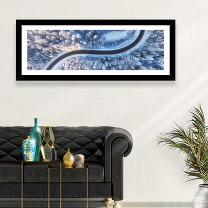 Winding Snow-covered Forest Road Wall Art