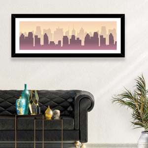 City Buildings Silhouette Wall Art