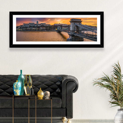 Budapest Chain Bridge at Golden Dusk Wall Art