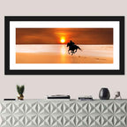 Horse and Rider at Sunset Wall Art