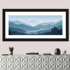 Misty Mountain Lake Silhouette Wall Art