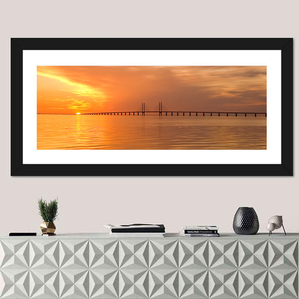 Øresund Bridge in Golden Light Wall Art
