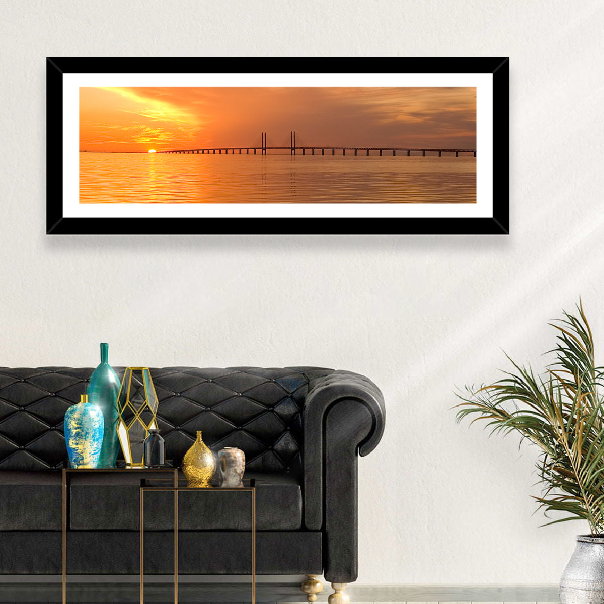 Øresund Bridge in Golden Light Wall Art