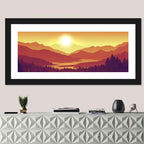 Sunset Pines and Layered Mountains Wall Art