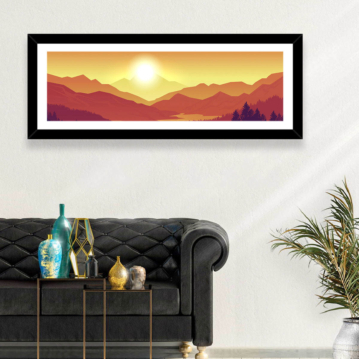 Sunset Pines and Layered Mountains Wall Art