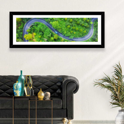 Blue Car on Summer Forest Road Wall Art