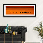 Geese Silhouettes at Orange Sunset Wall Art
