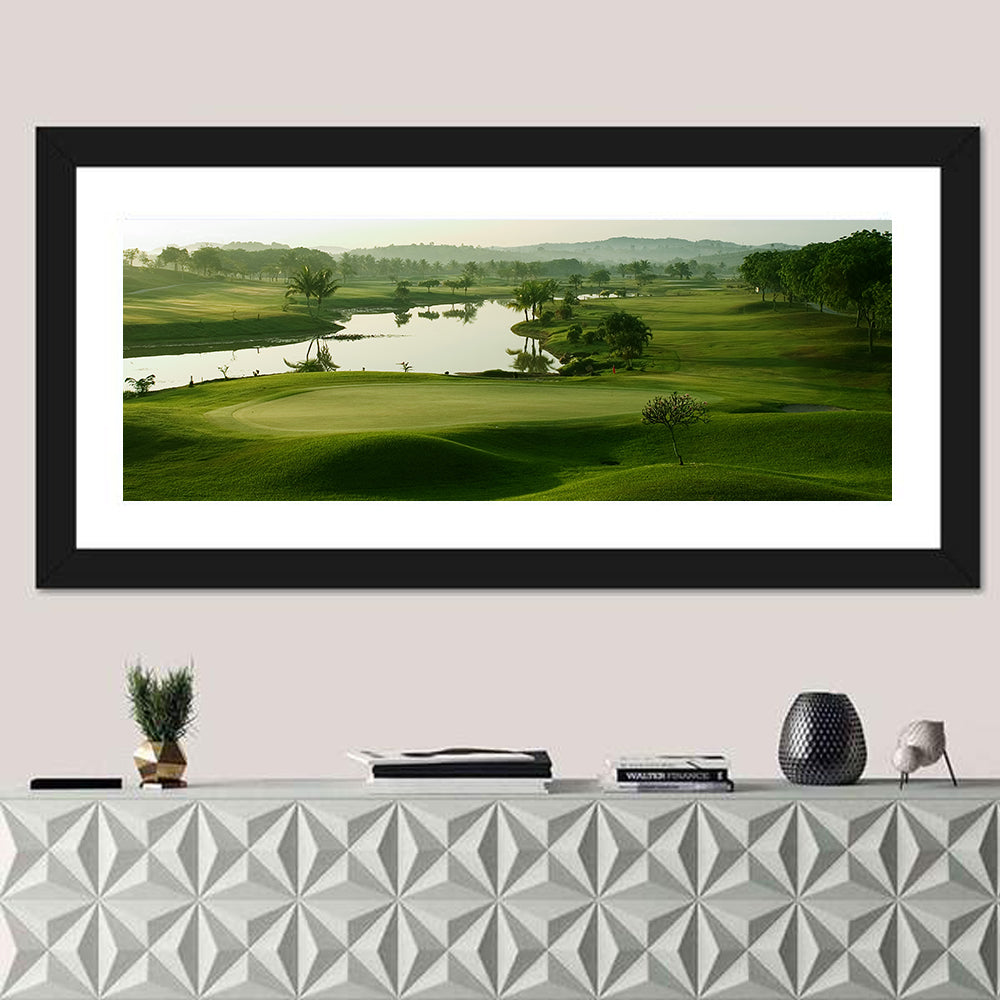 Golden Hour Putting Green by the Lake Wall Art
