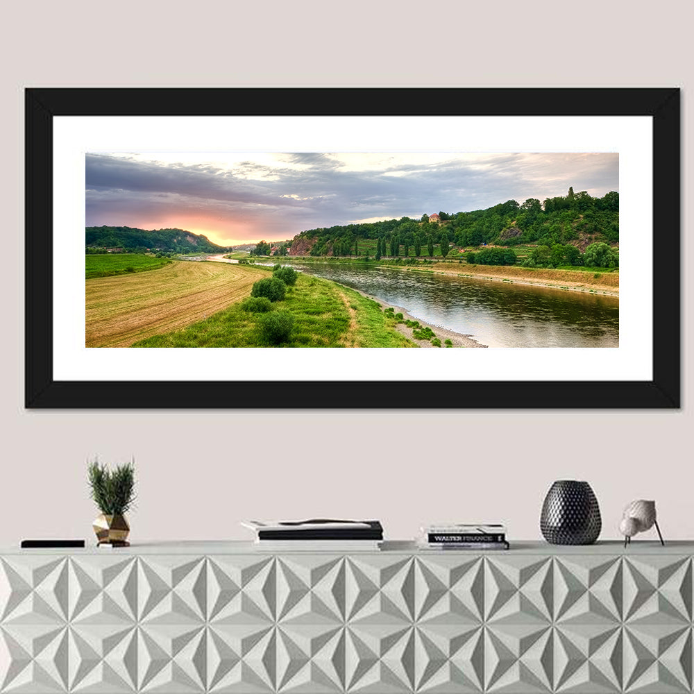 Elbe River at Golden Hour Wall Art