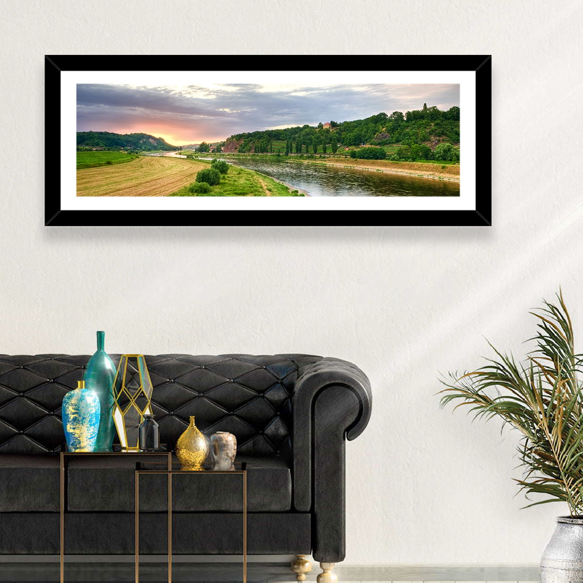 Elbe River at Golden Hour Wall Art