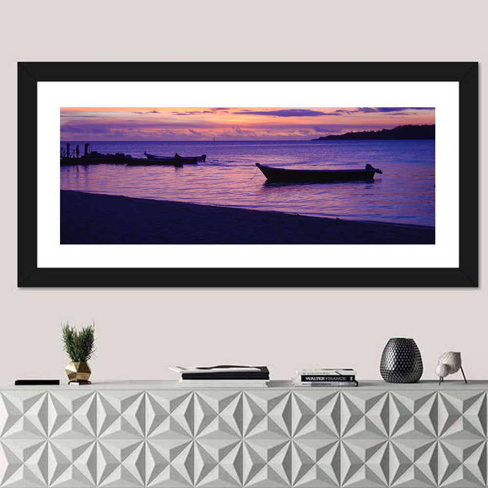 Malolo Island Sunset with Moored Boats Wall Art
