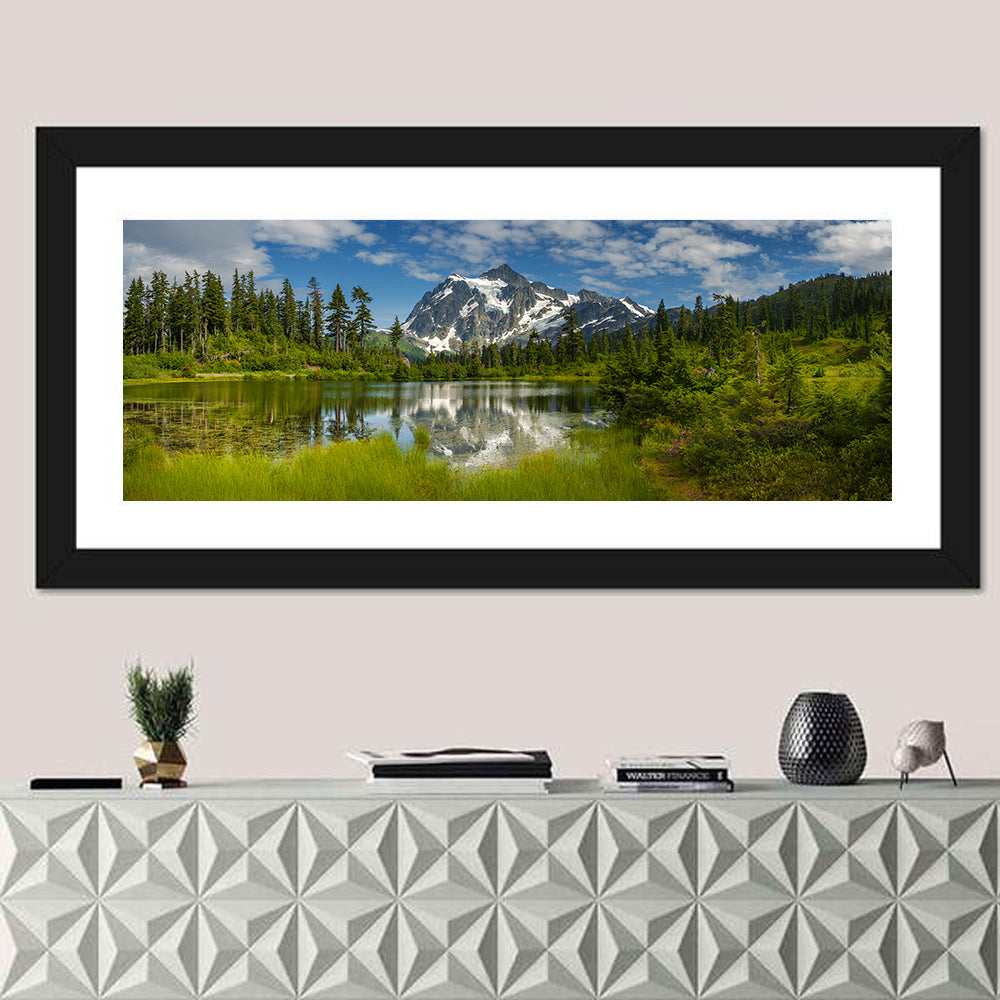 Mt Shuksan from Picture Lake Wall Art in a room, panoramic