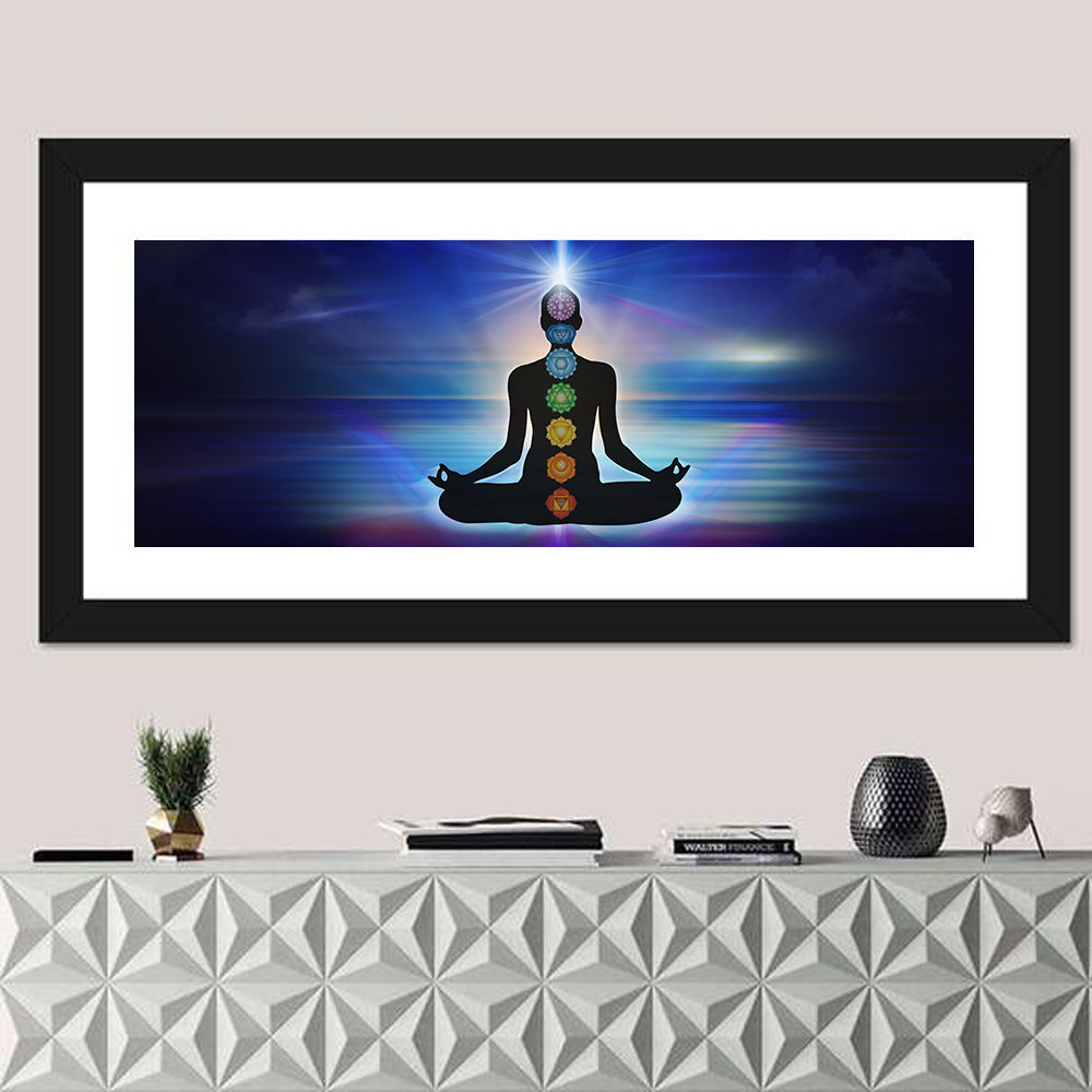 Lotus Pose with Chakra Symbols Wall Art