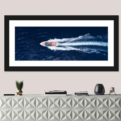 Sleek Speedboat Over Navy Sea Wall Art