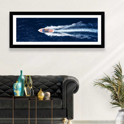 Sleek Speedboat Over Navy Sea Wall Art