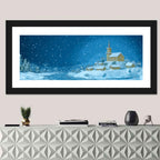 Snowy Village Church at Night Wall Art