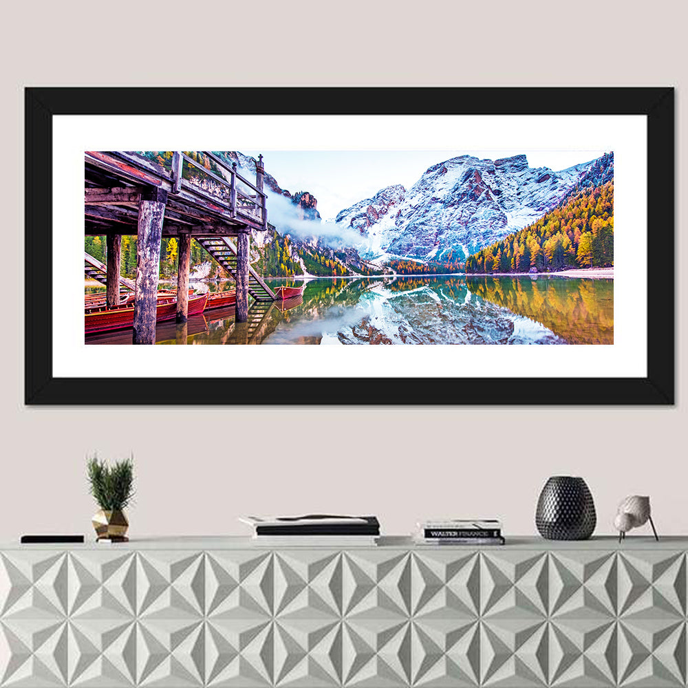 Lago Di Braies Boathouse Wall Art