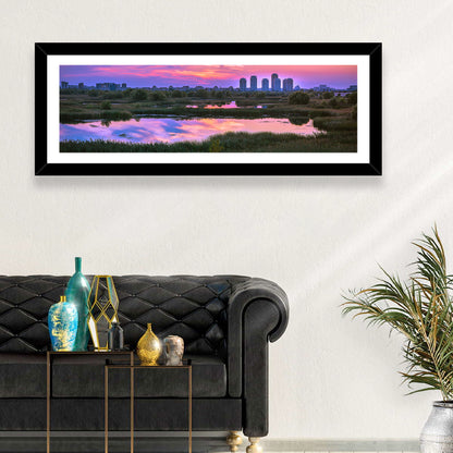 Vacaresti Park Sunset Reflection Wall Art
