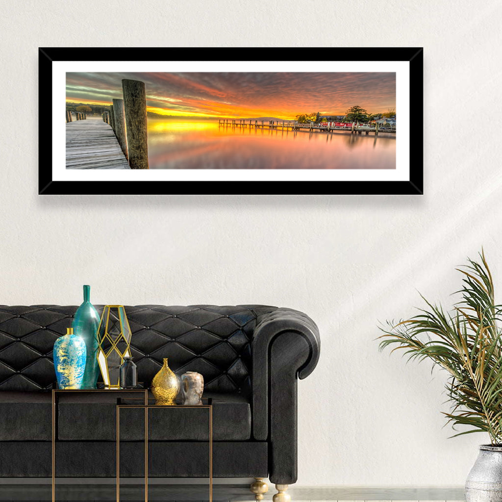 Meredith Bay Pier at Sunrise Wall Art