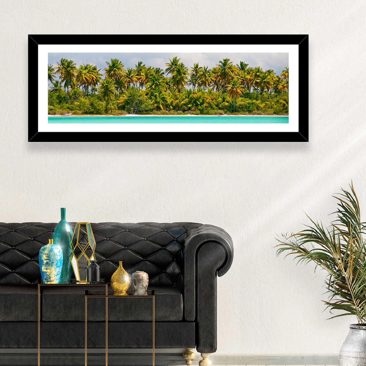Turquoise Lagoon Palm Tree Beach Wall Art