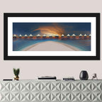 Overwater Bungalows at Golden Dusk Wall Art