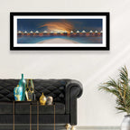 Overwater Bungalows at Golden Dusk Wall Art