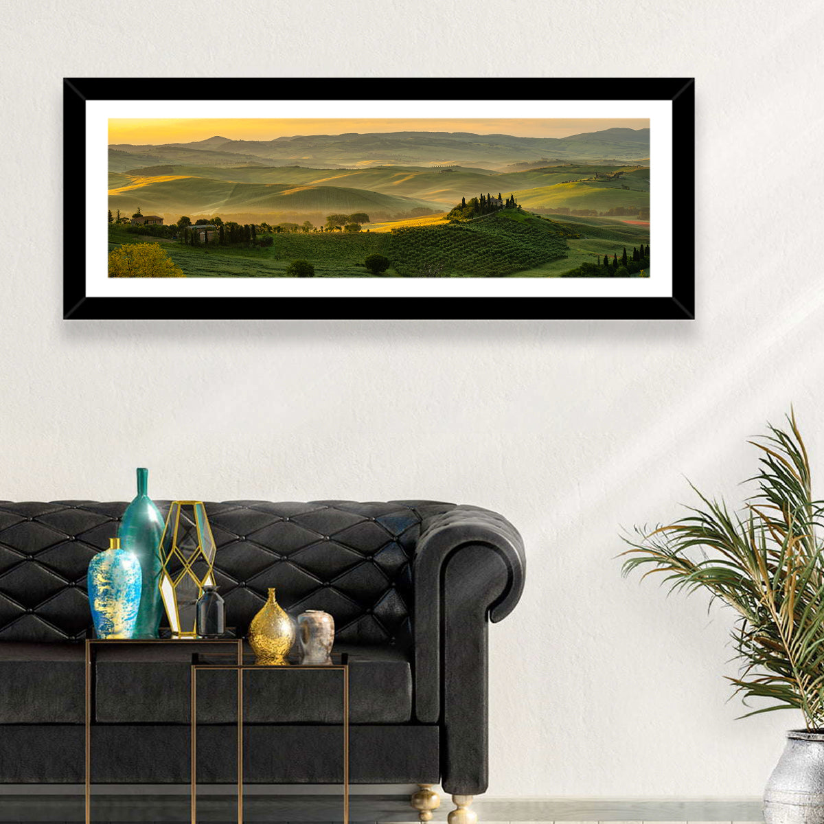 Tuscan Hill Meadows Wall Art in a room, panoramic