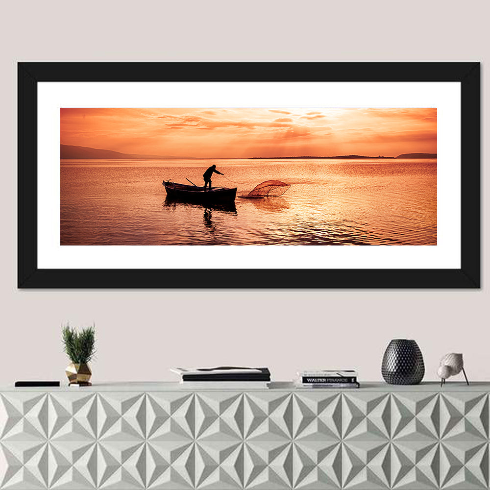 Uluabat Lake Fisherman at Dusk Wall Art