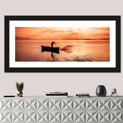 Uluabat Lake Fisherman at Dusk Wall Art