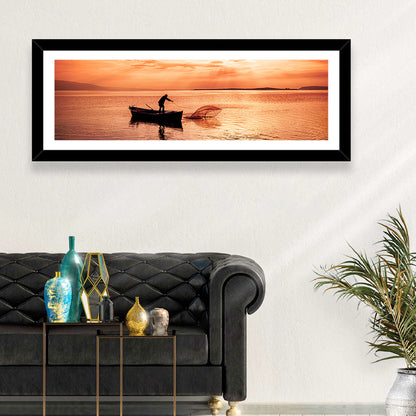 Uluabat Lake Fisherman at Dusk Wall Art
