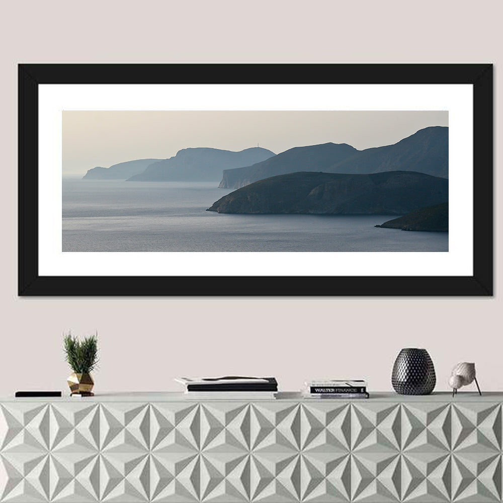 Kalymnos Shore at Blue Hour Wall Art in a room, panoramic